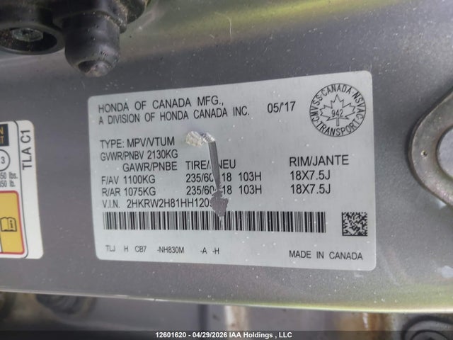 2HKRW2H81HH120934 Honda CR-V EXL