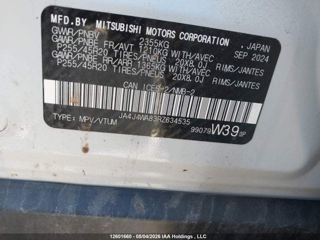 JA4J4WA83RZ634535 Mitsubishi Outlander Gt/gt Noir/gt Premium