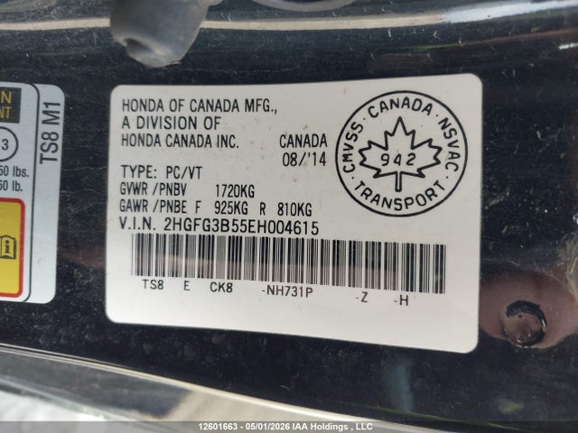 2HGFG3B55EH004615 Honda Civic Lx