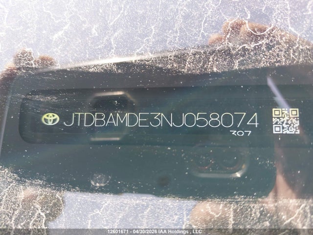 2022 Toyota Corolla მანქანა იყიდება აუქციონზე, vin: JTDBAMDE3NJ058074, აუქციონის ნომერი: 12601671