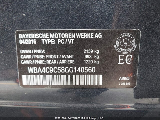 WBA4C9C58GG140560 BMW 428i Gran Coupe Xdrive
