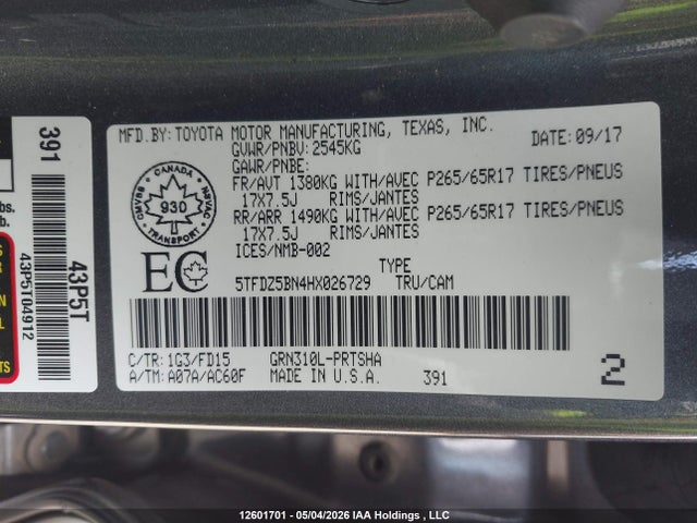 Aukcja sprzedaży 2017 Toyota Tacoma Trd Off Road/trd Sport, vin: 5TFDZ5BN4HX026729, numer aukcji: 12601701