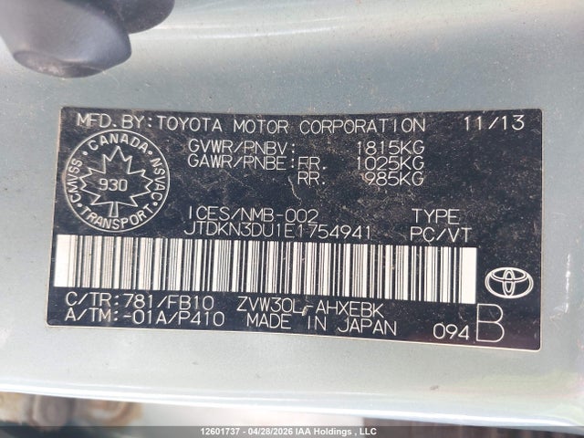 JTDKN3DU1E1754941 Toyota Prius