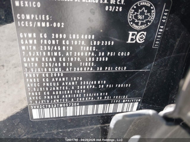 Продажа на аукционе авто 2026 Volkswagen Taos Se Black, vin: 3VV2C7B23TM057304, номер лота: 12601740