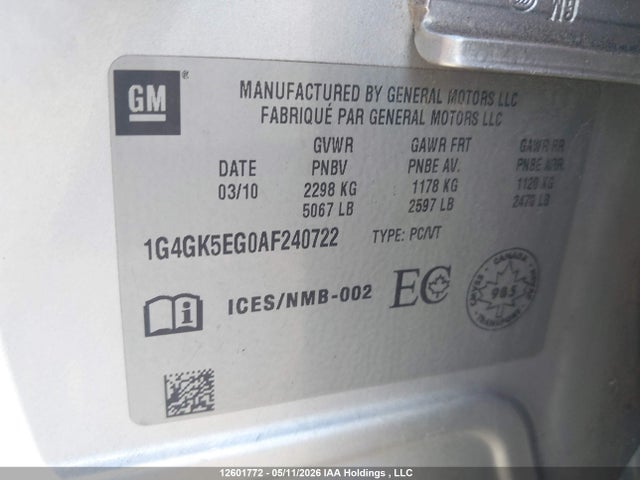 Продажа на аукционе авто 2010 Buick Allure, vin: 1G4GK5EG0AF240722, номер лота: 12601772