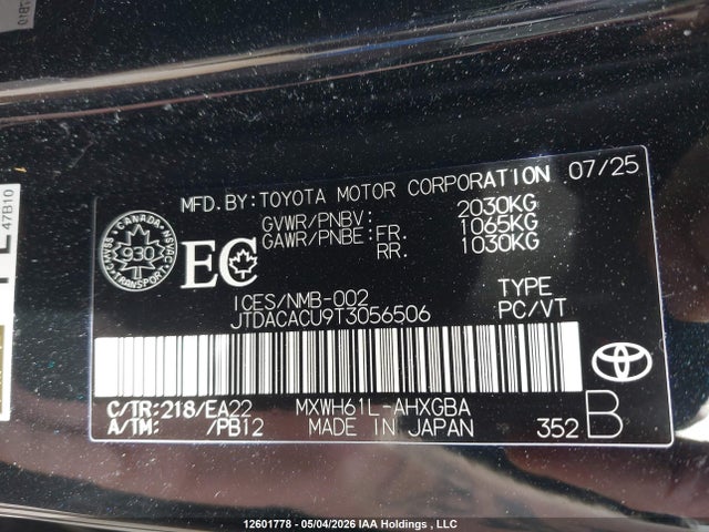 JTDACACU9T3056506 Toyota Prius
