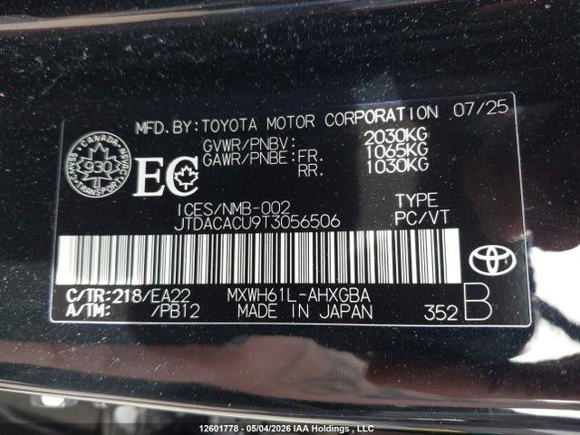 JTDACACU9T3056506 Toyota Prius