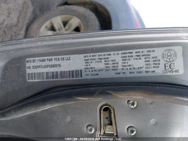 12601789 :رقم المزاد ، 3C6RR7LG5PG680019 vin ، 2023 Ram 1500 Classic Slt مزاد بيع