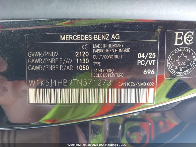 W1K5J4HB9TN571273 Mercedes-Benz CLA 250 4MATIC