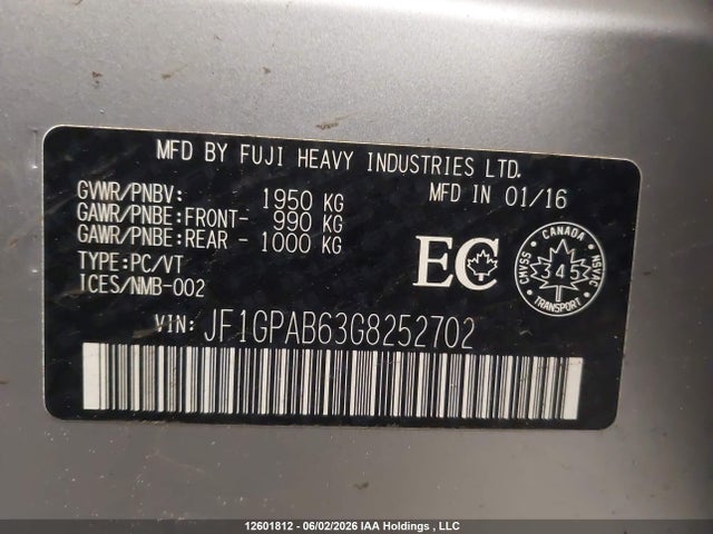 JF1GPAB63G8252702 Subaru Impreza 2.0i Touring Package