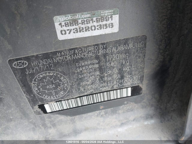 Aukcja sprzedaży 2013 Hyundai Elantra, vin: 5NPDH4AE4DH200321, numer aukcji: 12601816