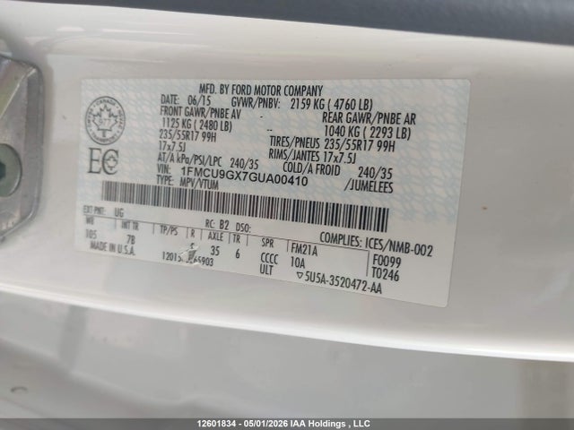 1FMCU9GX7GUA00410 Ford ESCAPE SE
