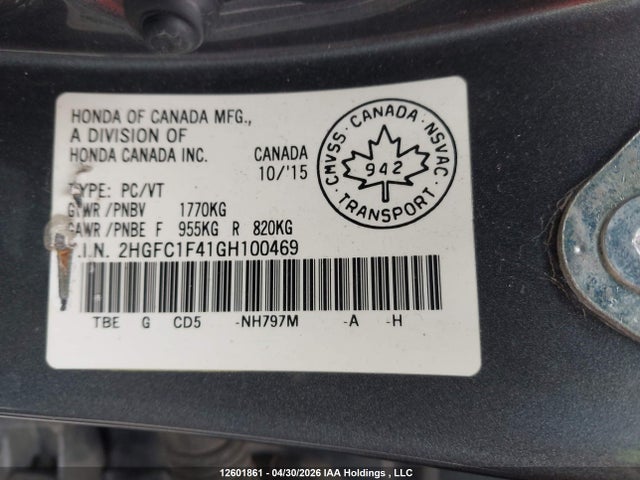 2HGFC1F41GH100469 Honda CIVIC EX