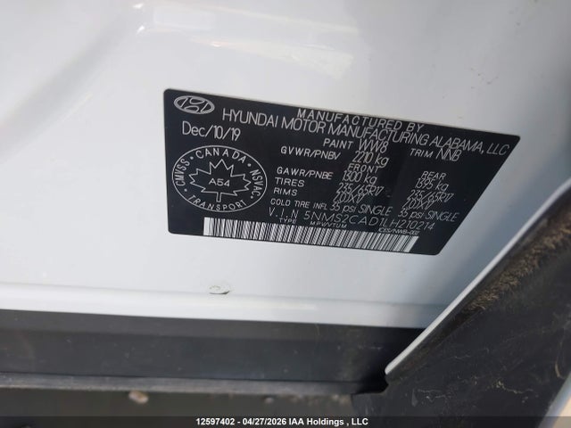 5NMS2CAD1LH210214 Hyundai Santa Fe