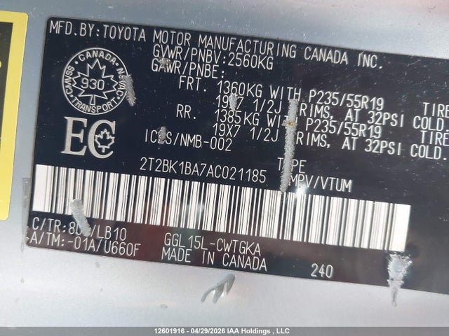 Продажа на аукционе авто 2010 Lexus Rx 350, vin: 2T2BK1BA7AC021185, номер лота: 12601916