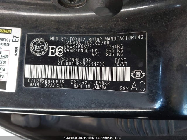 Продаж на аукціоні авто 2009 Toyota Corolla, vin: 2T1BU40E39C011738, номер лоту: 12601938
