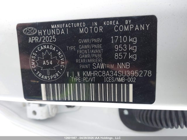 2025 Hyundai Venue Sel/limited მანქანა იყიდება აუქციონზე, vin: KMHRC8A34SU395278, აუქციონის ნომერი: 12601957
