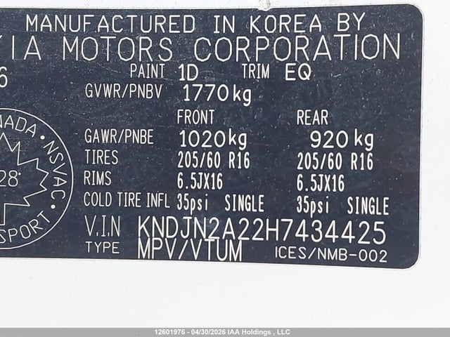 KNDJN2A22H7434425 KIA SOUL LX