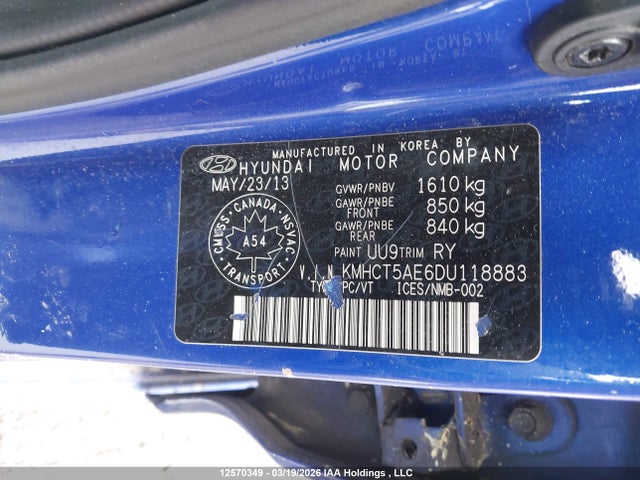 Продаж на аукціоні авто 2013 Hyundai Accent Gl, vin: KMHCT5AE6DU118883, номер лоту: 12570349