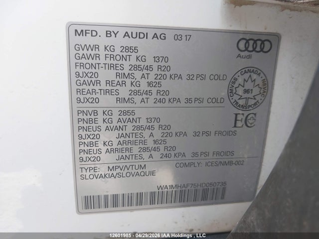 Audi Q7 Progressiv S-line 2017 WA1MHAF75HD050735 Image 18