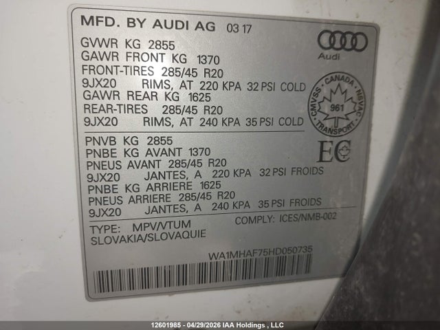 Audi Q7 Progressiv S-line 2017 WA1MHAF75HD050735 Image 9
