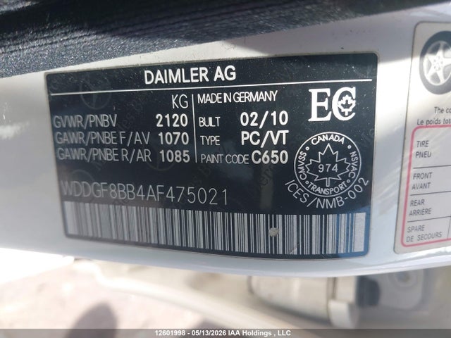 Продажа на аукционе авто 2010 Mercedes-benz C 300 4matic, vin: WDDGF8BB4AF475021, номер лота: 12601998