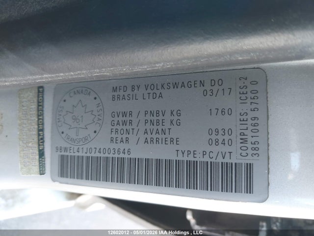 Продажа на аукционе авто 2007 Volkswagen City Golf 2.0, vin: 9BWEL41J074003646, номер лота: 12602012