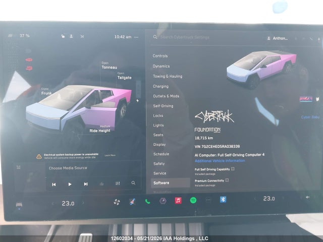 12602034 :رقم المزاد ، 7G2CEHED5RA038339 vin ، 2024 Tesla Cybertruck Awd مزاد بيع