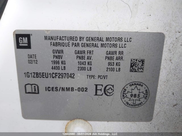 Aukcja sprzedaży 2012 Chevrolet Malibu Ls, vin: 1G1ZB5EU1CF297042, numer aukcji: 12602080