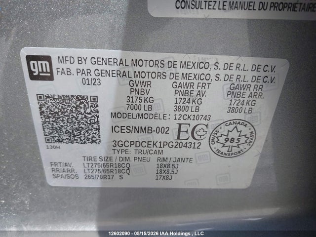 Продажа на аукционе авто 2023 Chevrolet Silverado 1500, vin: 3GCPDCEK1PG204312, номер лота: 12602090