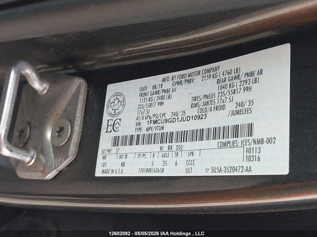 1FMCU9GD1JUD10923 Ford Escape