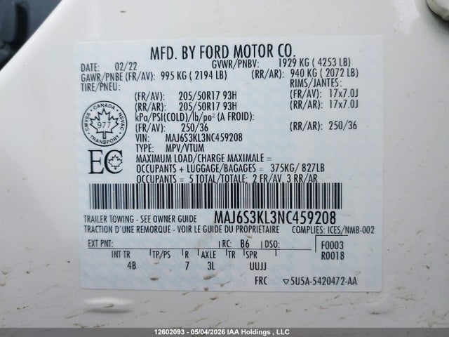 Ford Ecosport Titanium 2022 MAJ6S3KL3NC459208 Image 9