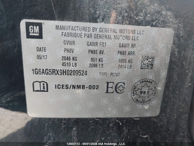 1G6AG5RX9H0209524 Cadillac ATS