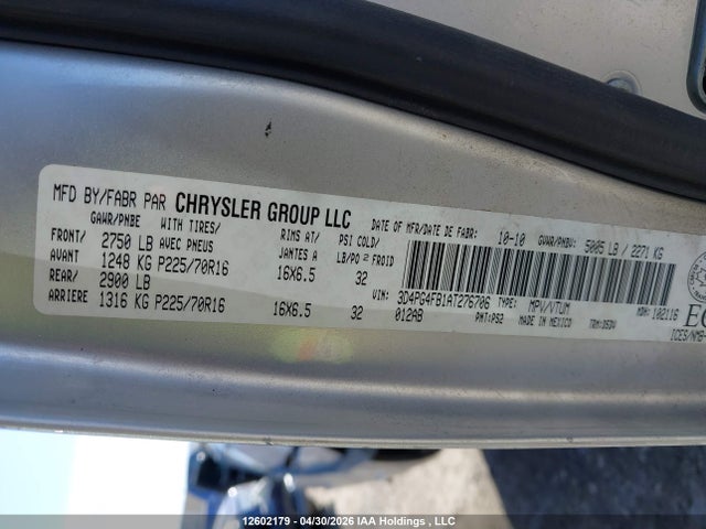 12602179 :رقم المزاد ، 3D4PG4FB1AT276706 vin ، 2010 Dodge Journey Se مزاد بيع