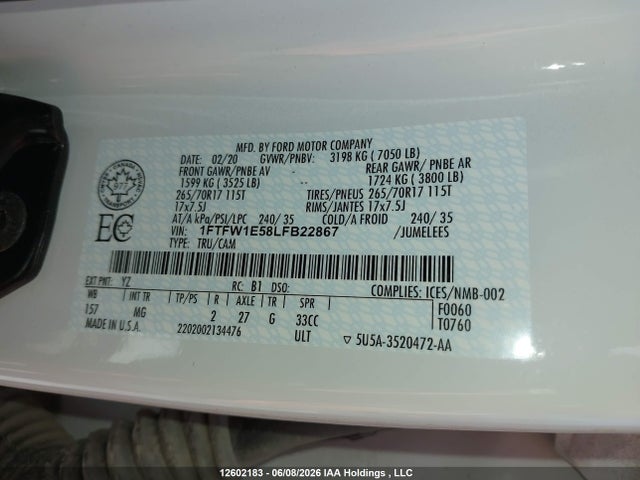 1FTFW1E58LFB22867 Ford F-150 Xlt