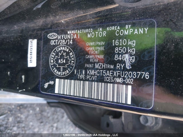 Hyundai ACCENT SE 2015 KMHCT5AEXFU203776 Image 9