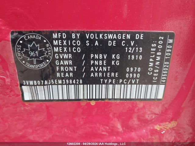 3VWB07AJ5EM398428 Volkswagen JETTA SE