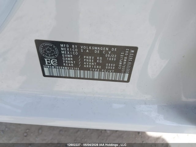 Продажа на аукционе авто 2022 Volkswagen Jetta, vin: 3VWSM7BU8NM019144, номер лота: 12602227