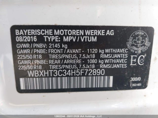 WBXHT3C34H5F72890 BMW X1 Xdrive28i