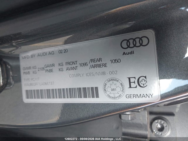 Продажа на аукционе авто 2020 Audi A3, vin: WAUBEGFF1LA064137, номер лота: 12602272