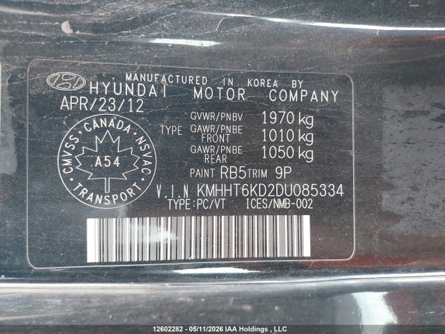 12602282 :رقم المزاد ، KMHHT6KD2DU085334 vin ، 2013 Hyundai Genesis مزاد بيع