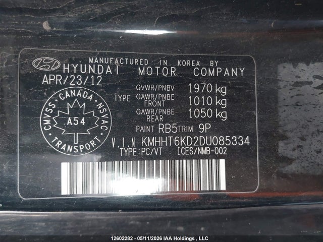 12602282 :رقم المزاد ، KMHHT6KD2DU085334 vin ، 2013 Hyundai Genesis مزاد بيع