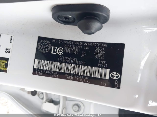 12602326 :رقم المزاد ، 5YFB4MDE1RP184510 vin ، 2024 Toyota Corolla Le مزاد بيع