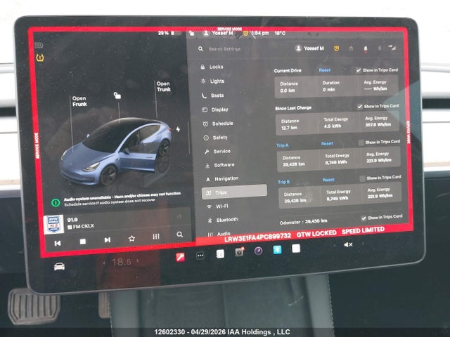12602330 :رقم المزاد ، LRW3E1FA4PC899732 vin ، 2023 Tesla Model 3 Rwd مزاد بيع