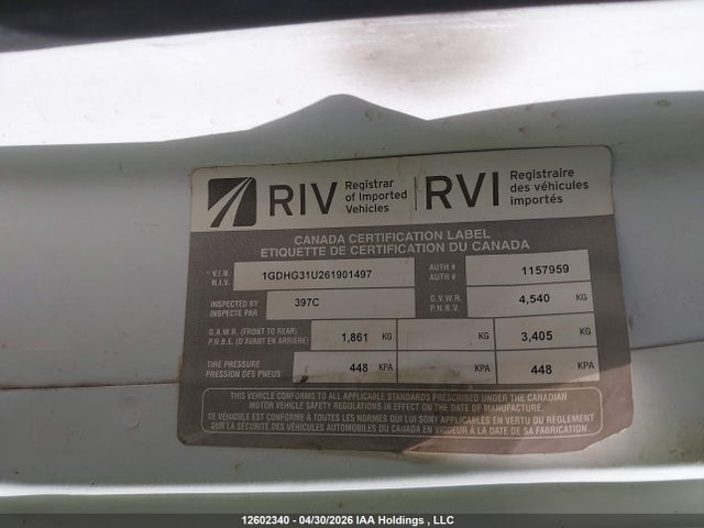 2006 Gmc Savana Cutaway G3500 მანქანა იყიდება აუქციონზე, vin: 1GDHG31U261901497, აუქციონის ნომერი: 12602340