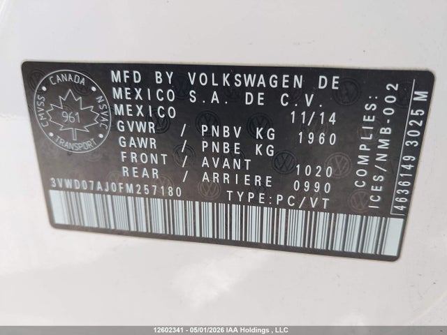 3VWD07AJ0FM257180 Volkswagen Jetta