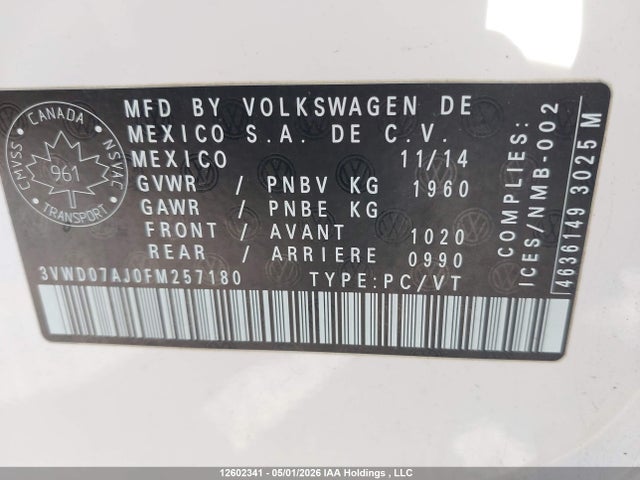 3VWD07AJ0FM257180 Volkswagen Jetta