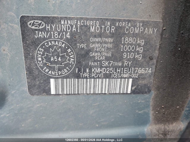 KMHD25LH1EU176674 Hyundai ELANTRA GT