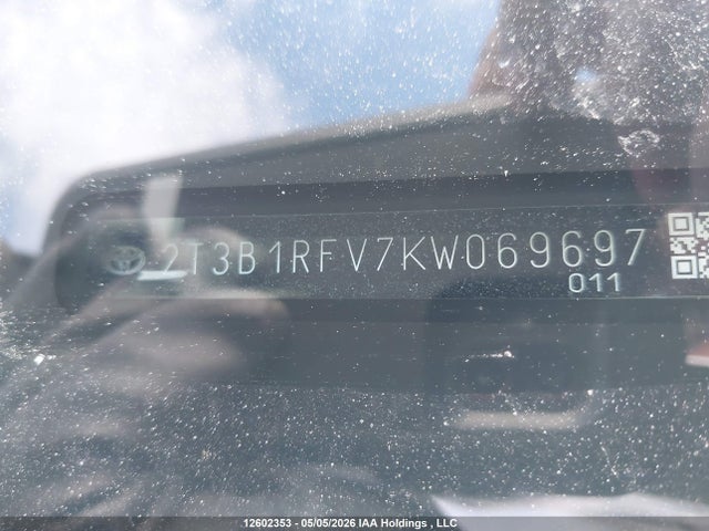 12602353 :رقم المزاد ، 2T3B1RFV7KW069697 vin ، 2019 Toyota Rav4 Le مزاد بيع
