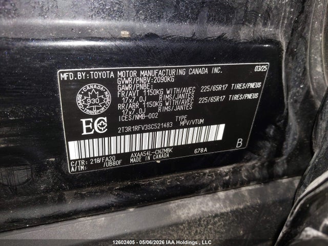 Aukcja sprzedaży 2025 Toyota Rav4 Xle, vin: 2T3R1RFV3SC521483, numer aukcji: 12602405